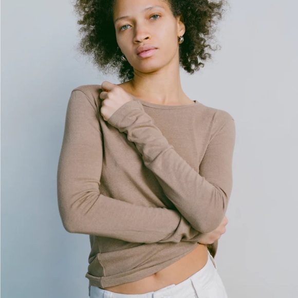 OZMA Tops - OZMA Silk Noil Long Sleeve in Tea